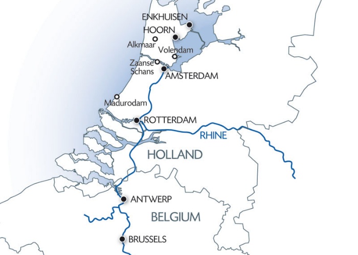 Mappa Crociera dal Belgio all' Olanda